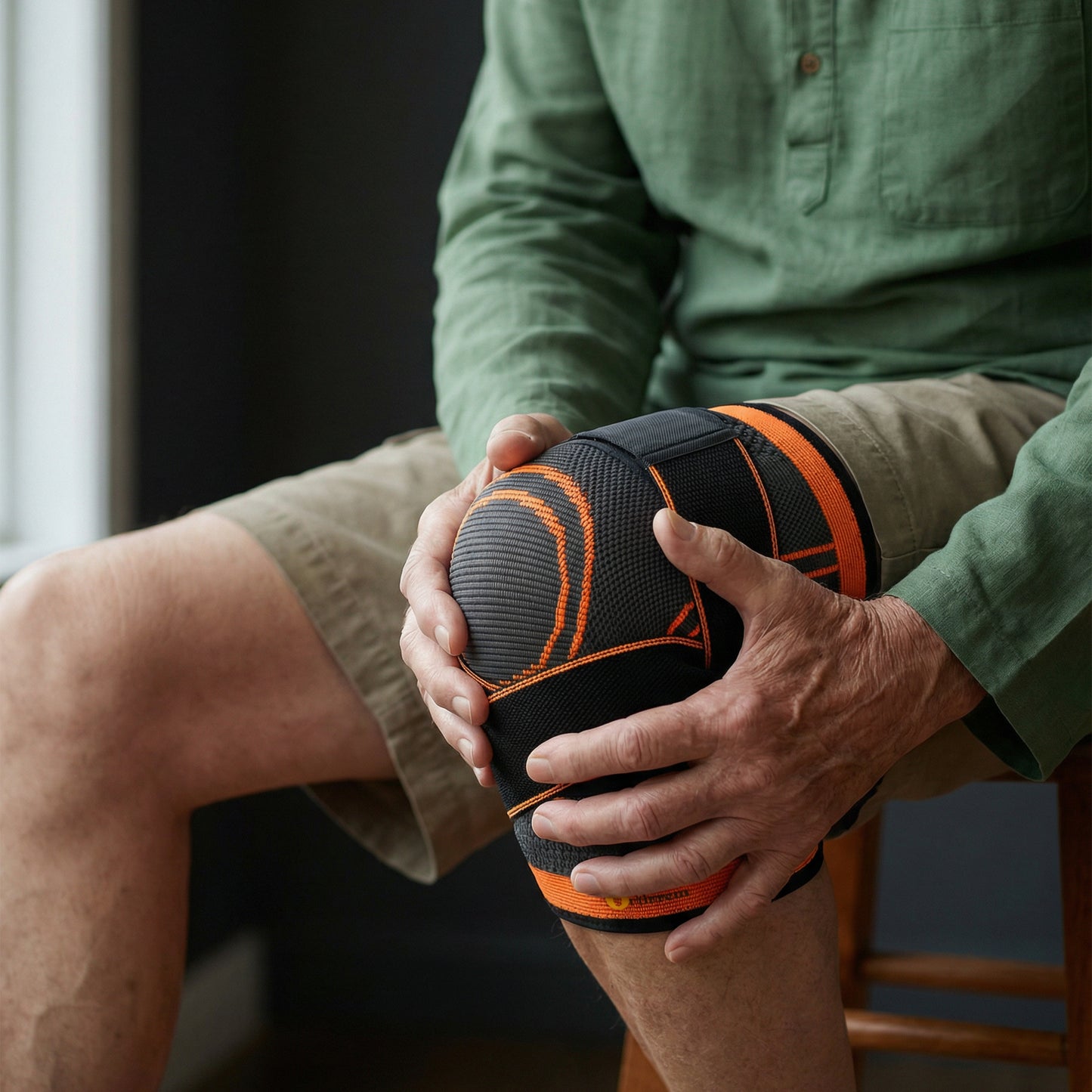 Knee support brace with wrap-around design
