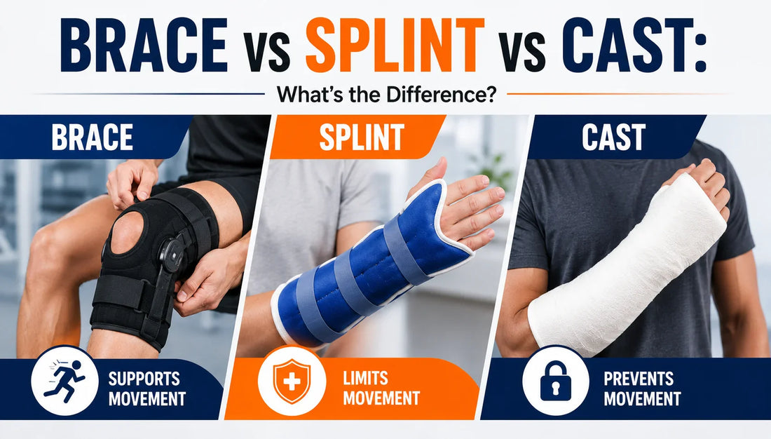 Brace vs splint vs cast comparison for injury support and recovery