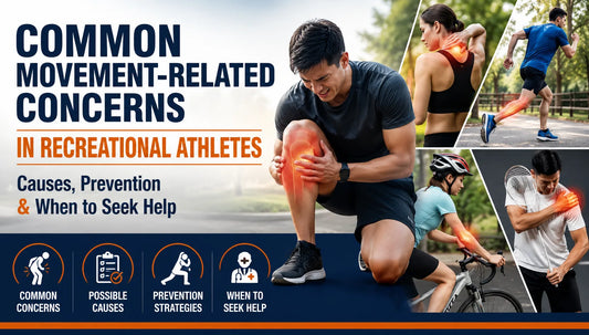 Recreational athletes experiencing common movement-related concerns during running, cycling, badminton, and other sports activities.