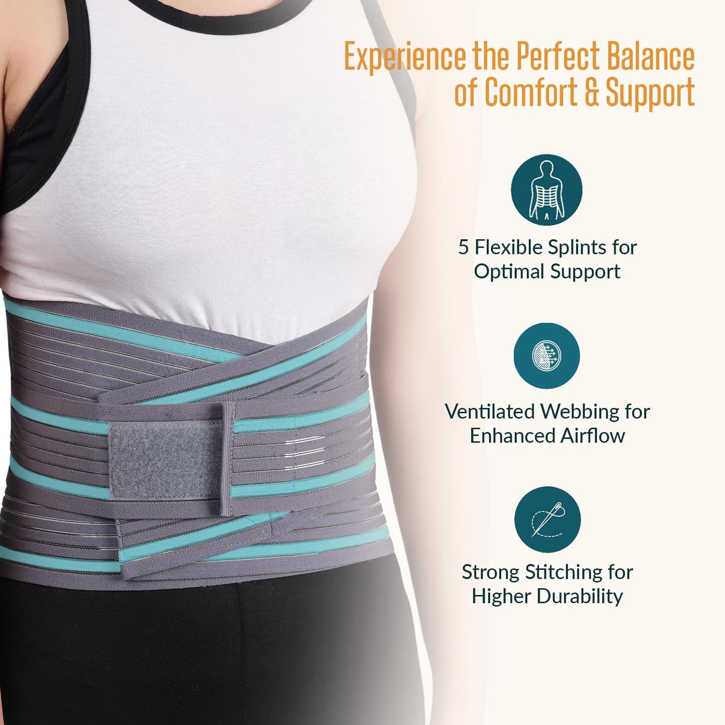 Back Support Brace for Men & Women | Lower Back Pain Relief Support Belt