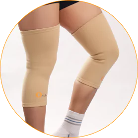 Pair of elastic knee support sleeves.